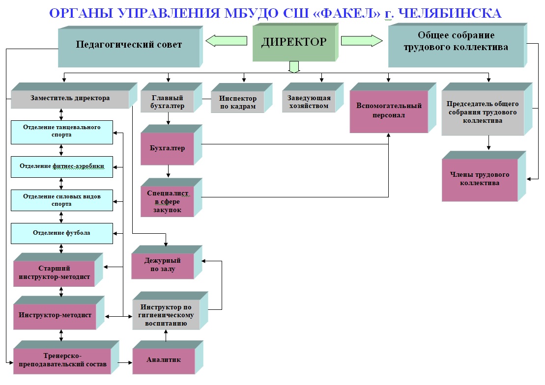 Структура и органы управления образовательной организацией - Муниципальное  бюджетное учреждение дополнительного образования «Спортивная школа «Факел»  города Челябинска